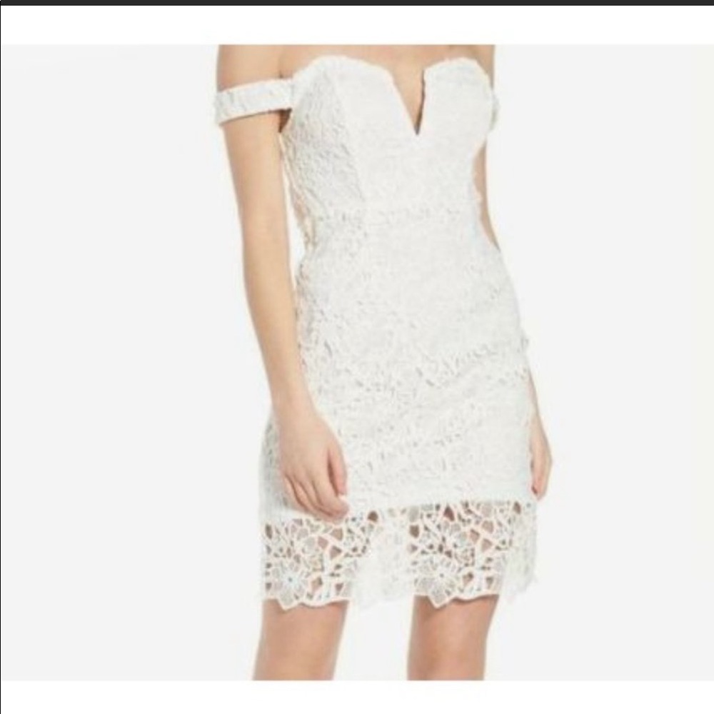 ASTR the Label Lace Bodycon White Midi Dress Large